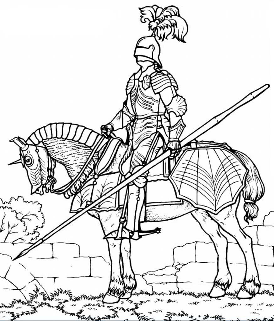 Рыцарь на лошади с копьем