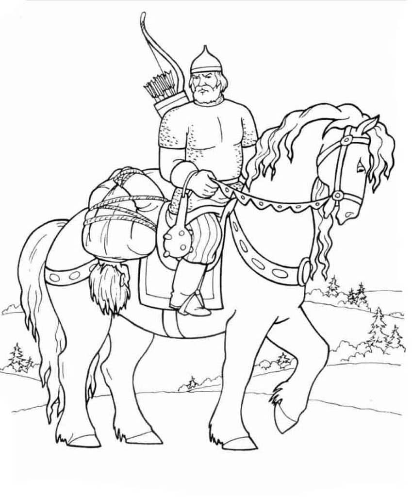 Илья Муромец со стрелами на коне