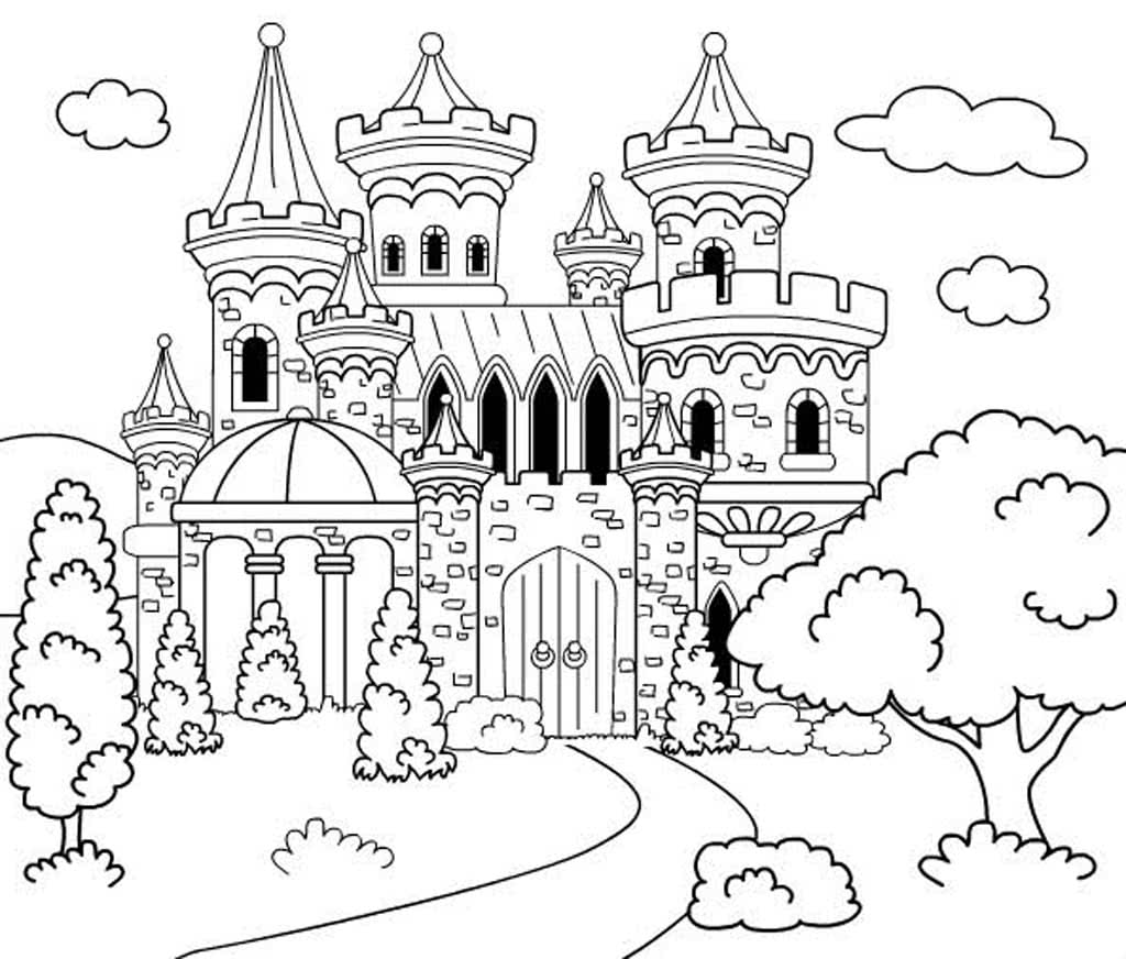 Сказочный дворец раскраска