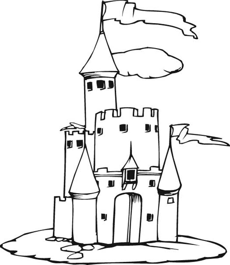 Средневековый замок с флагами