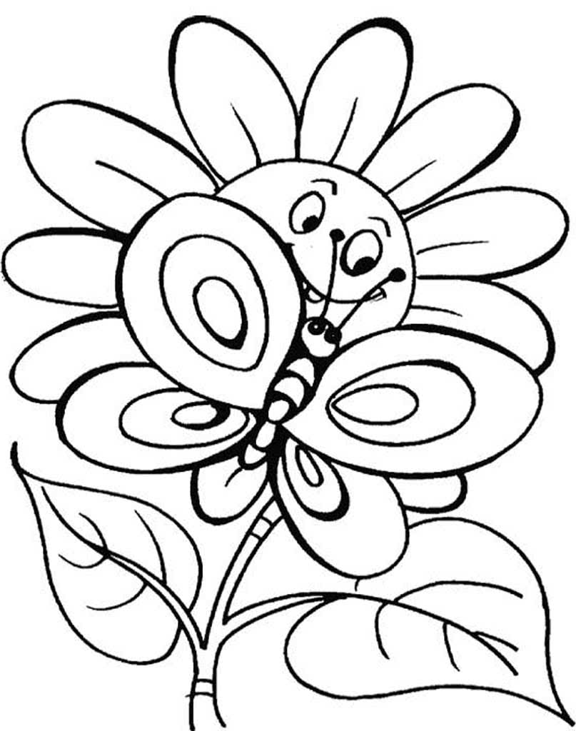 Цветок с глазками и бабочка