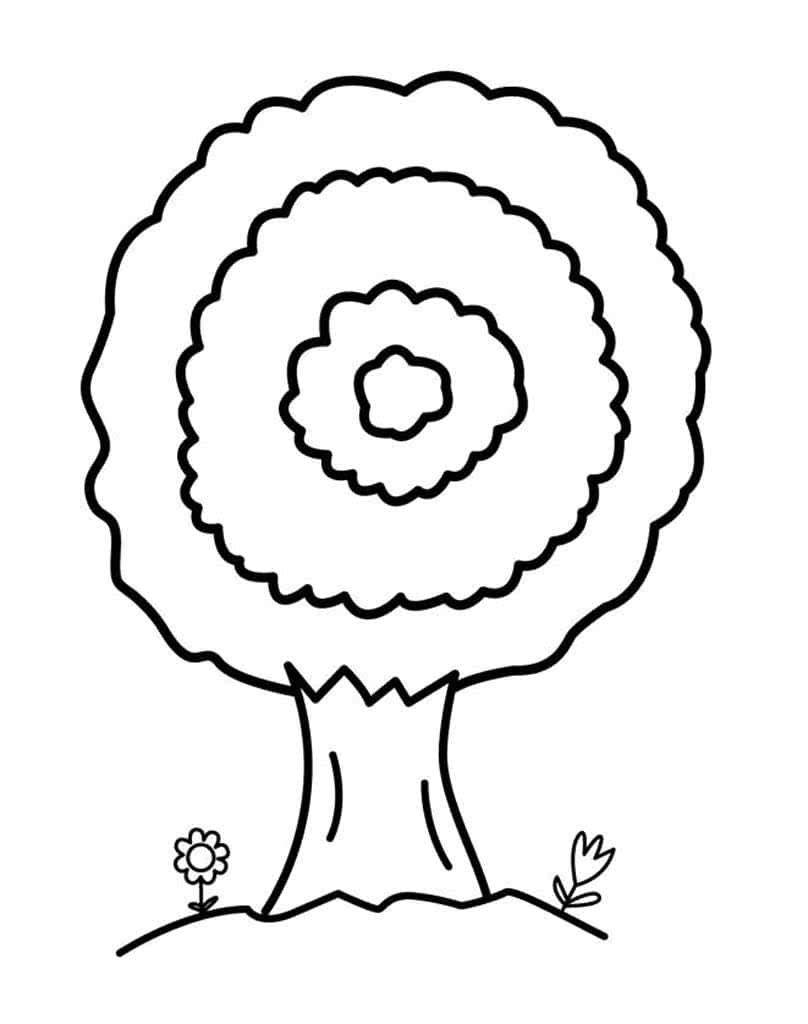 Пушистой дерево и два цветка