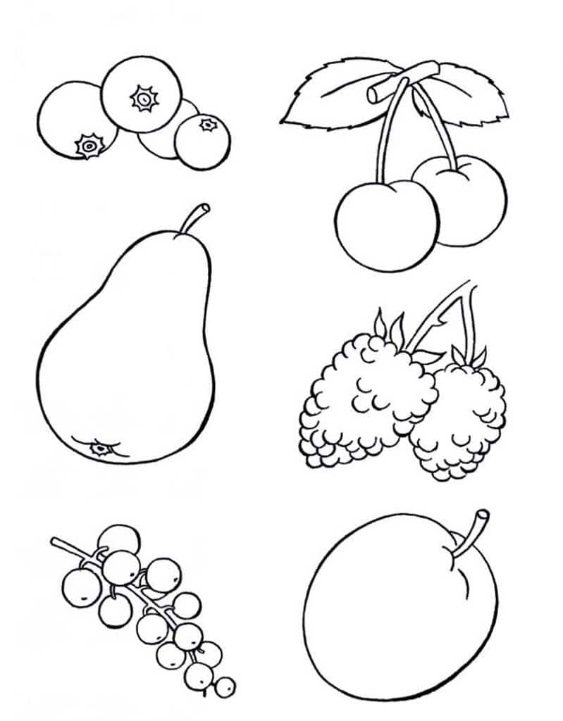 Раскраски фрукты средняя группа