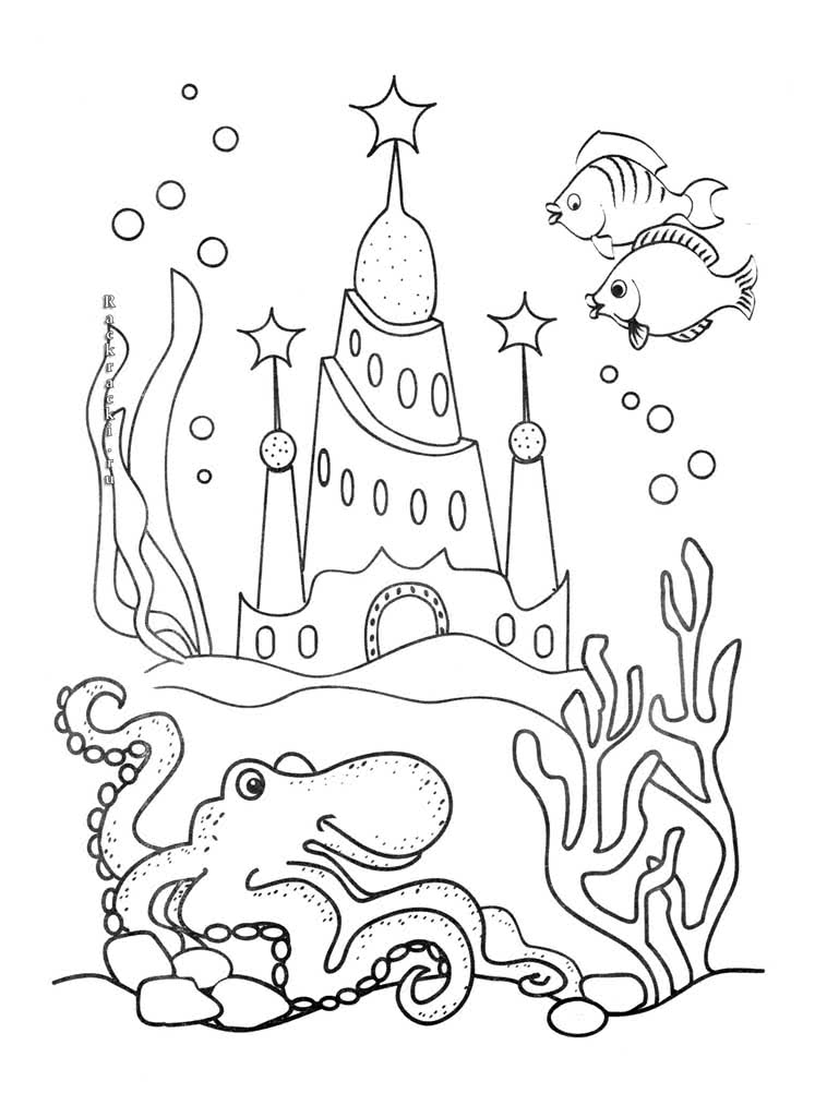 Подводный замок и морские жители
