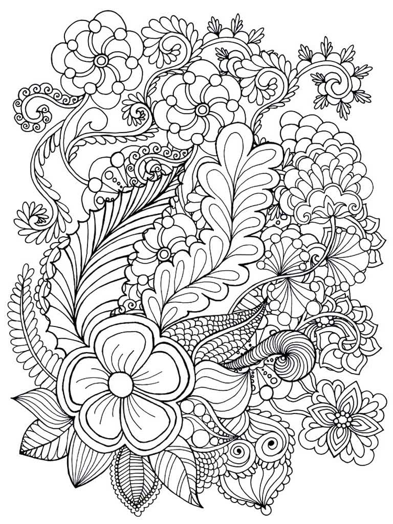 Сложный рисунок цветов с узорами