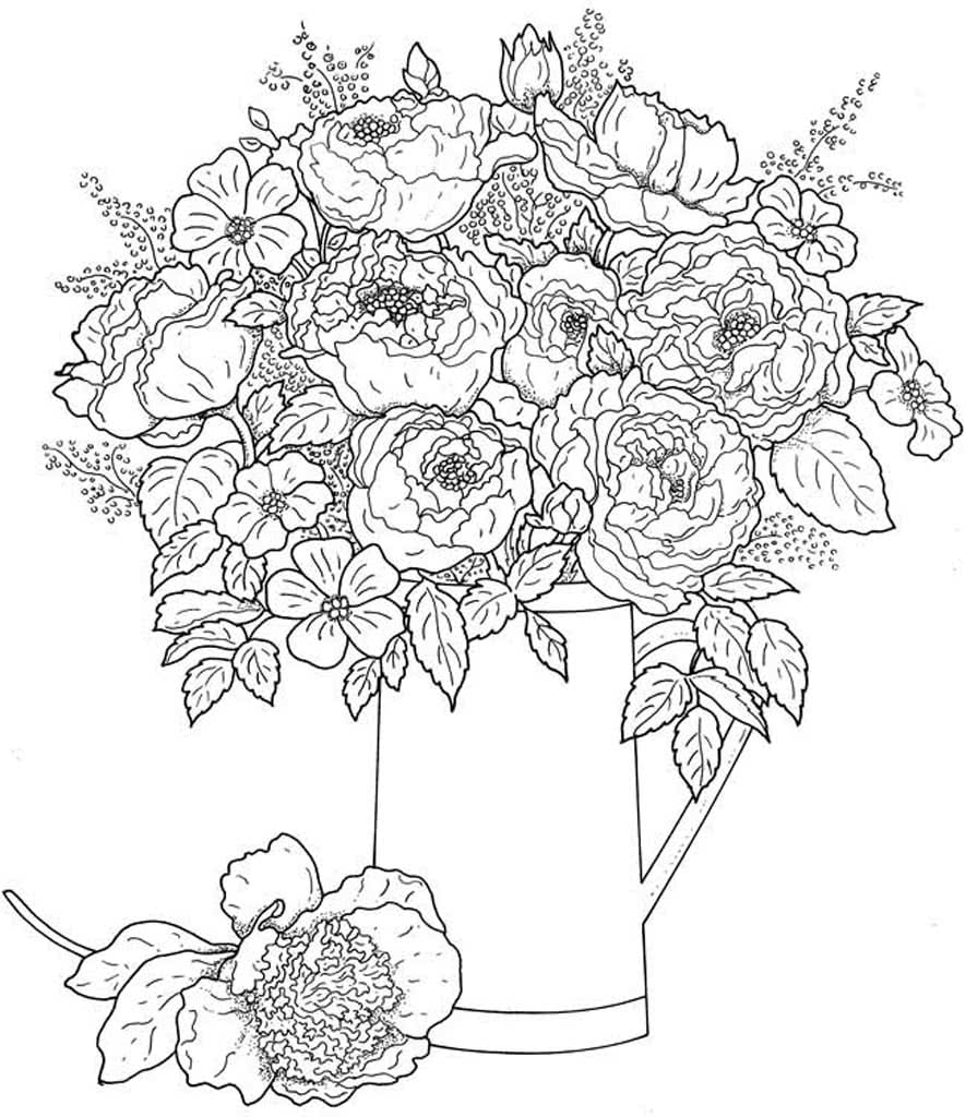 Букет цветов в вазе с ручкой