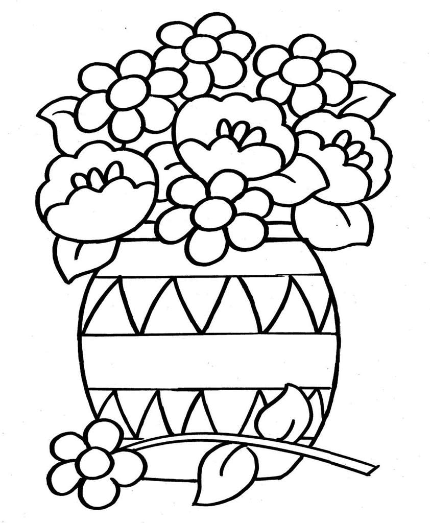 Цветы в вазе с узорами