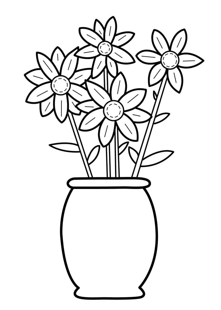 Контур вазы с цветами