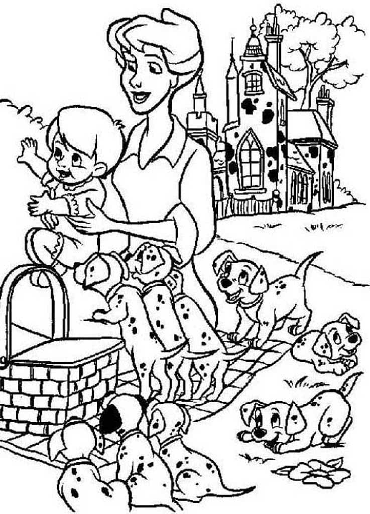 Анита с малышом и щенками на пикнике