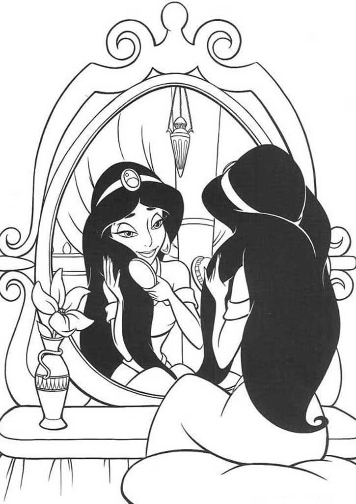 Принцесса Жасмин расчесывается у зеркала