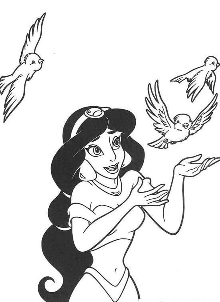 Принцесса Жасмин с птичками