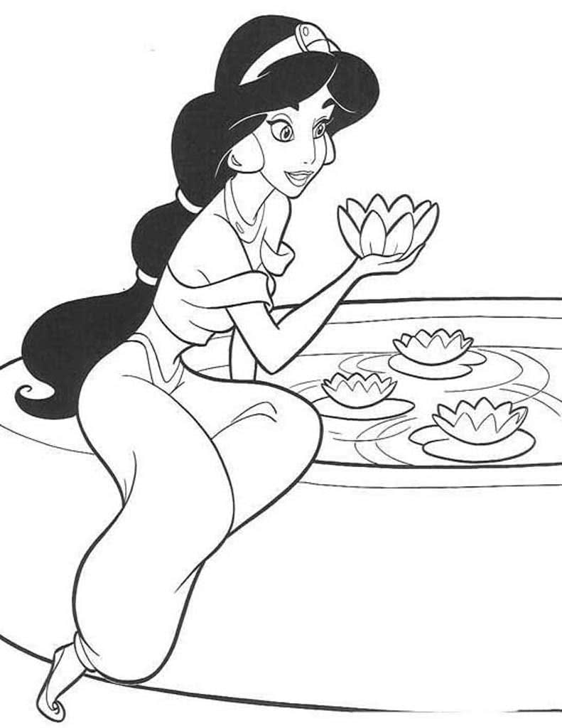 Принцесса Жасмин у бассейна с кувшинками