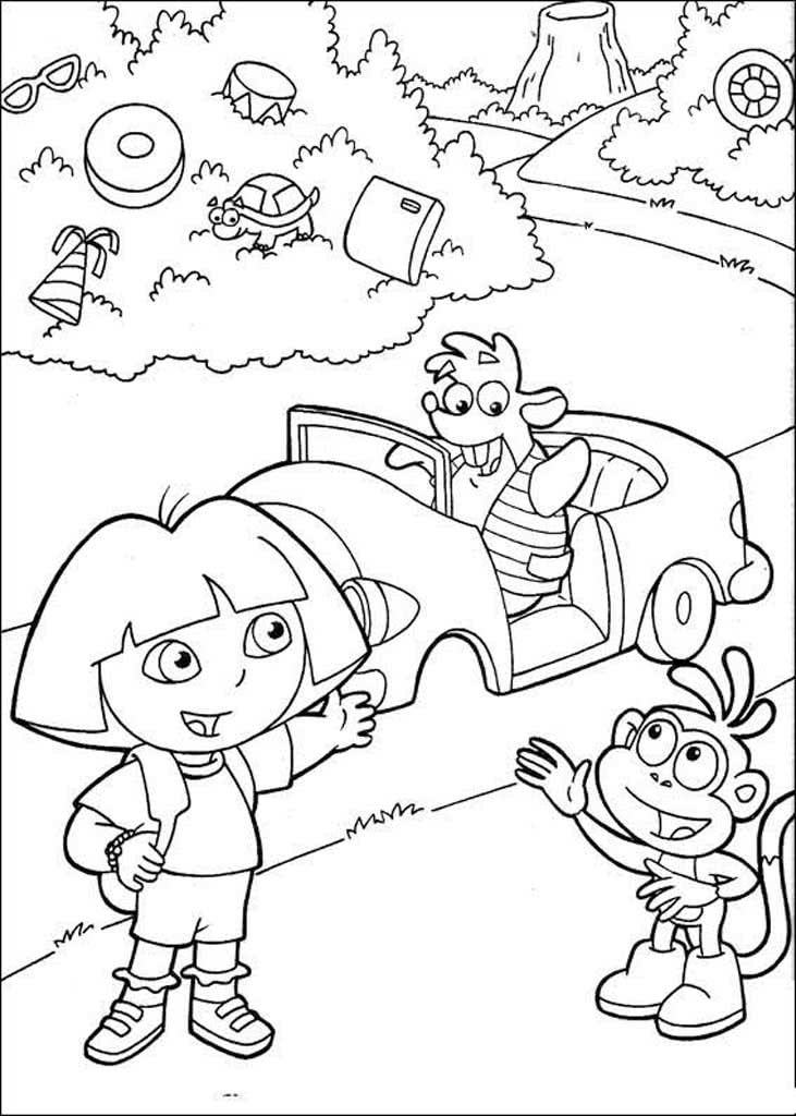 Даша-следопыт с обезьянкой и бельчонок Тико на машине