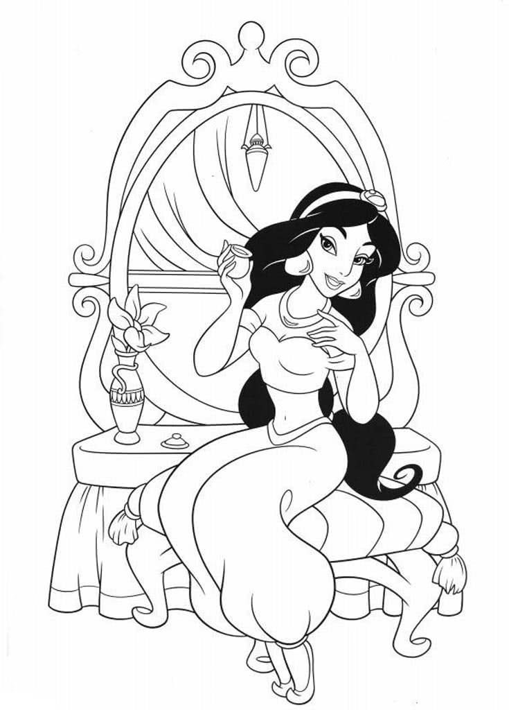 Принцесса жасмин сидит на туалетном столике
