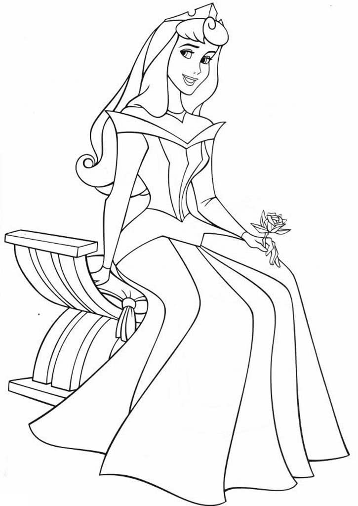 Принцесса Аврора сидит с цветком