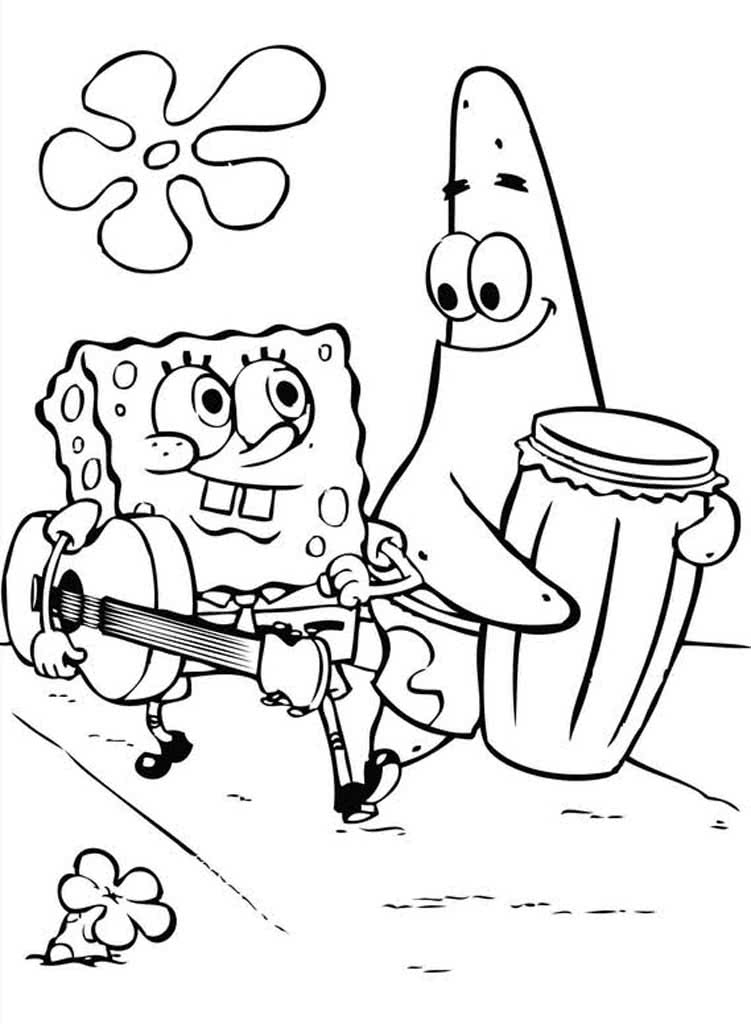 Спанч Боб и Патрик с музыкальными инструментами