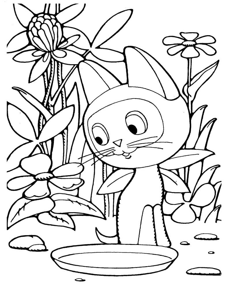 Котенок Гав на фоне полевых цветов