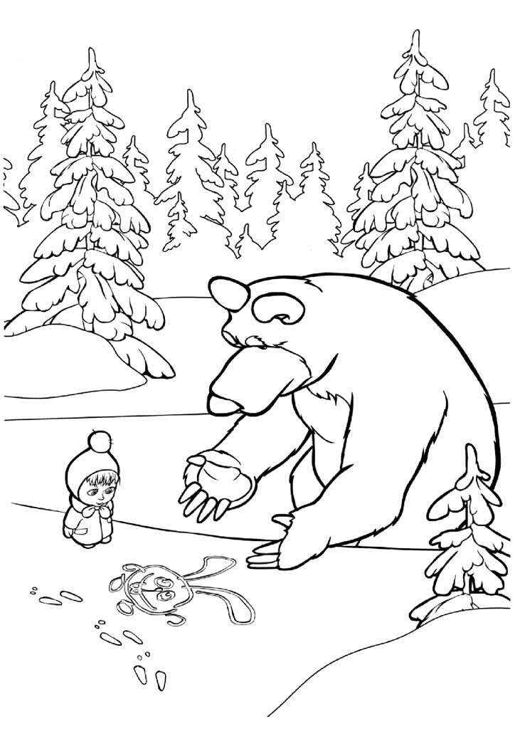 Раскраски из мультфильма Маша и Медведь