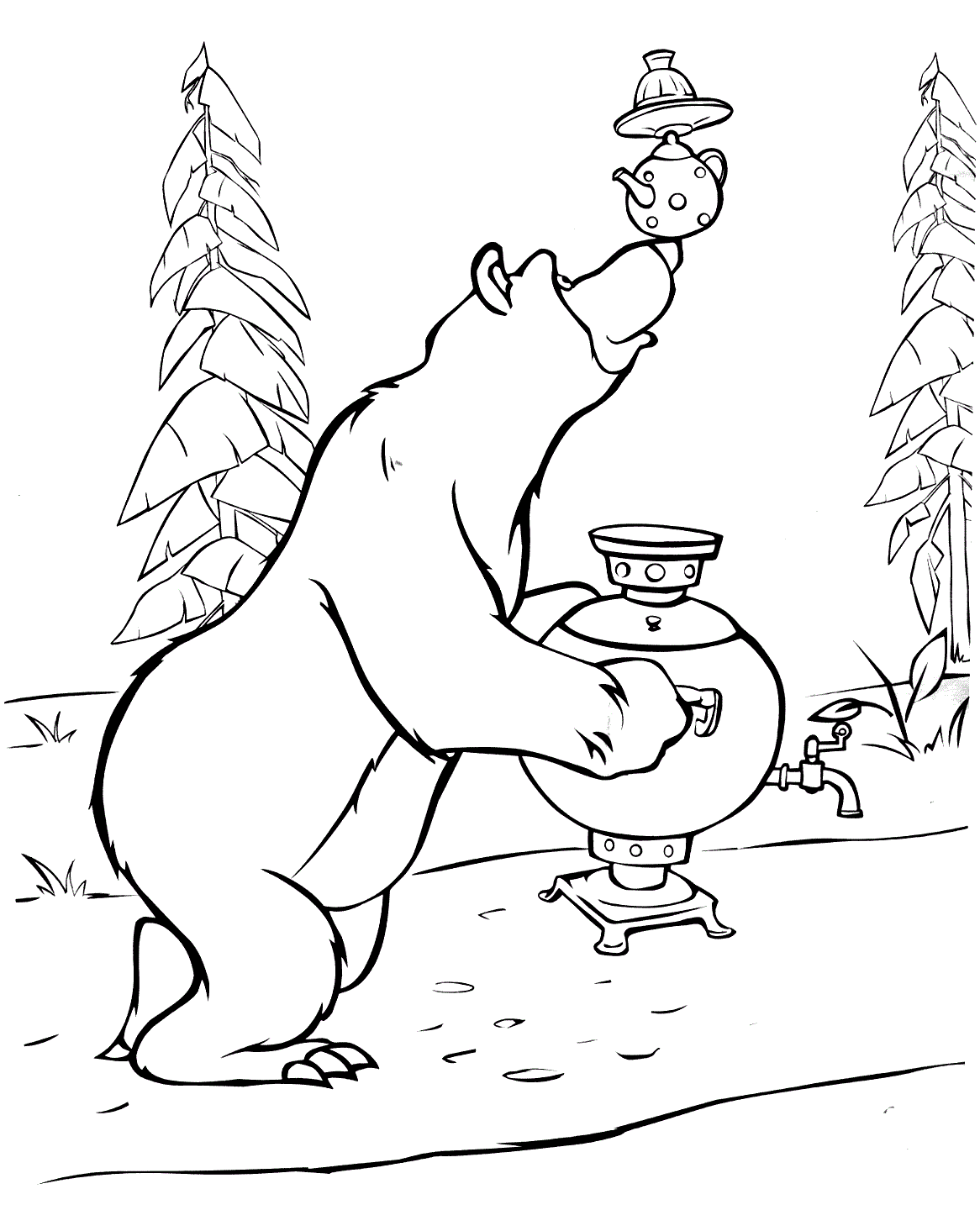 Раскраски для мальчиков и девочек из мультфильмов Маша и Медведь