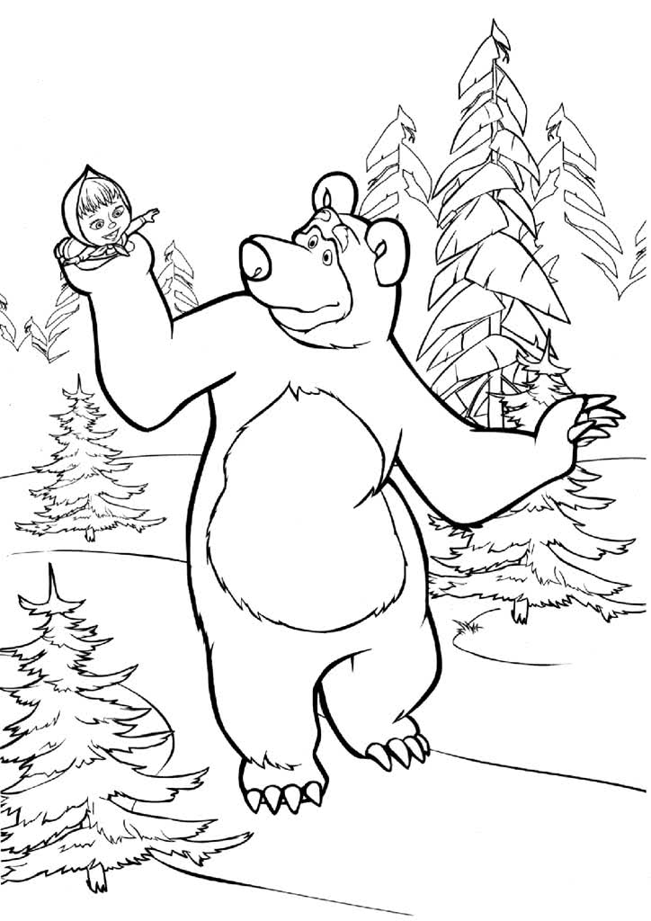 Раскраски из мультфильмов Маша и Медведь