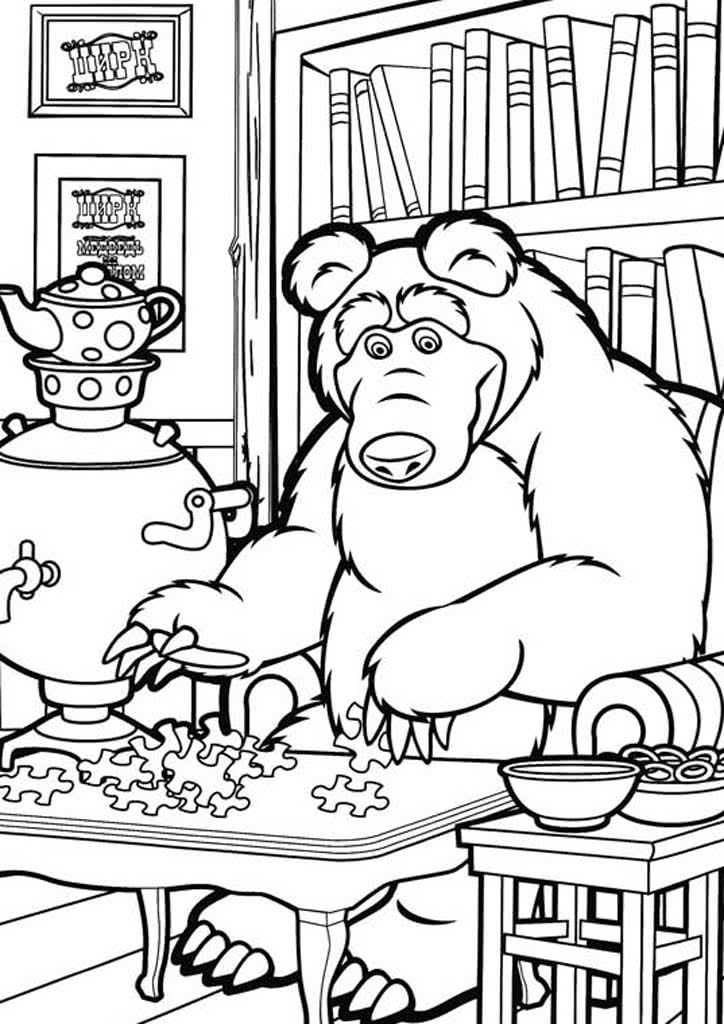 Раскраски из мультфильма Маша и Медведь