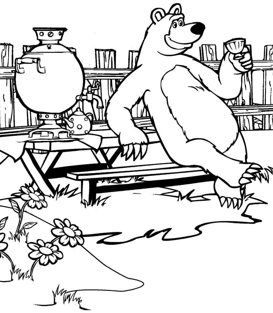 Раскраски из мультфильма про Машу и Медведя
