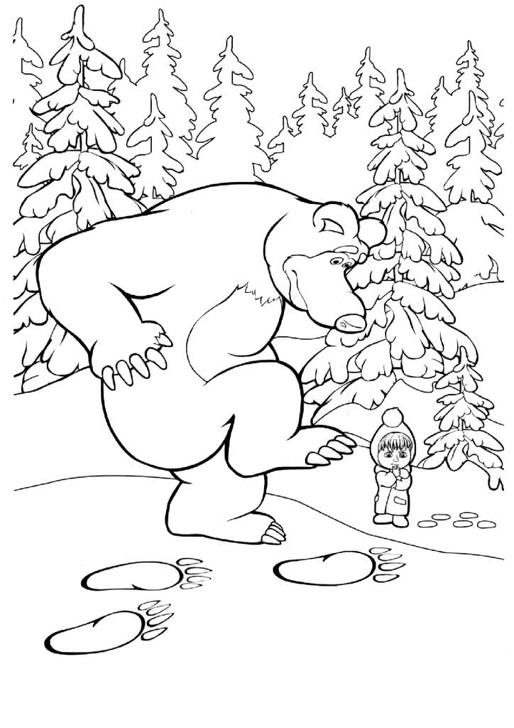 Раскраски для мальчиков и девочек из мультфильма Маша и Медведь