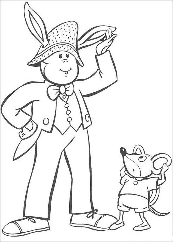 Нодди персонаж в панаме и с длинными ушами с мышкой