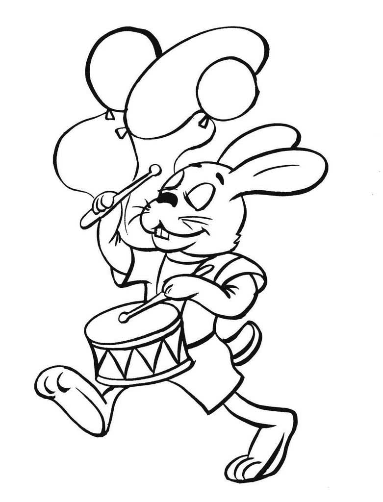 Заяц с шариками и с барабаном