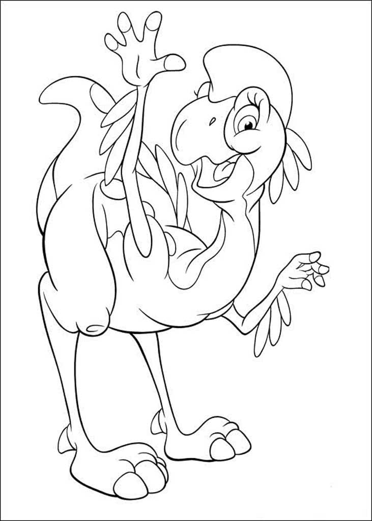Смешная птичка динозавр машет лапкой