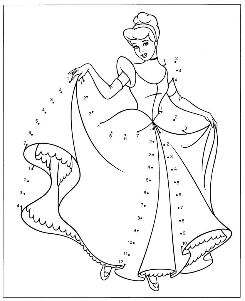 Золушка танцует в бальном платье по точкам