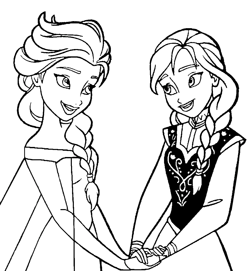 Анна и Эльза держится за руки