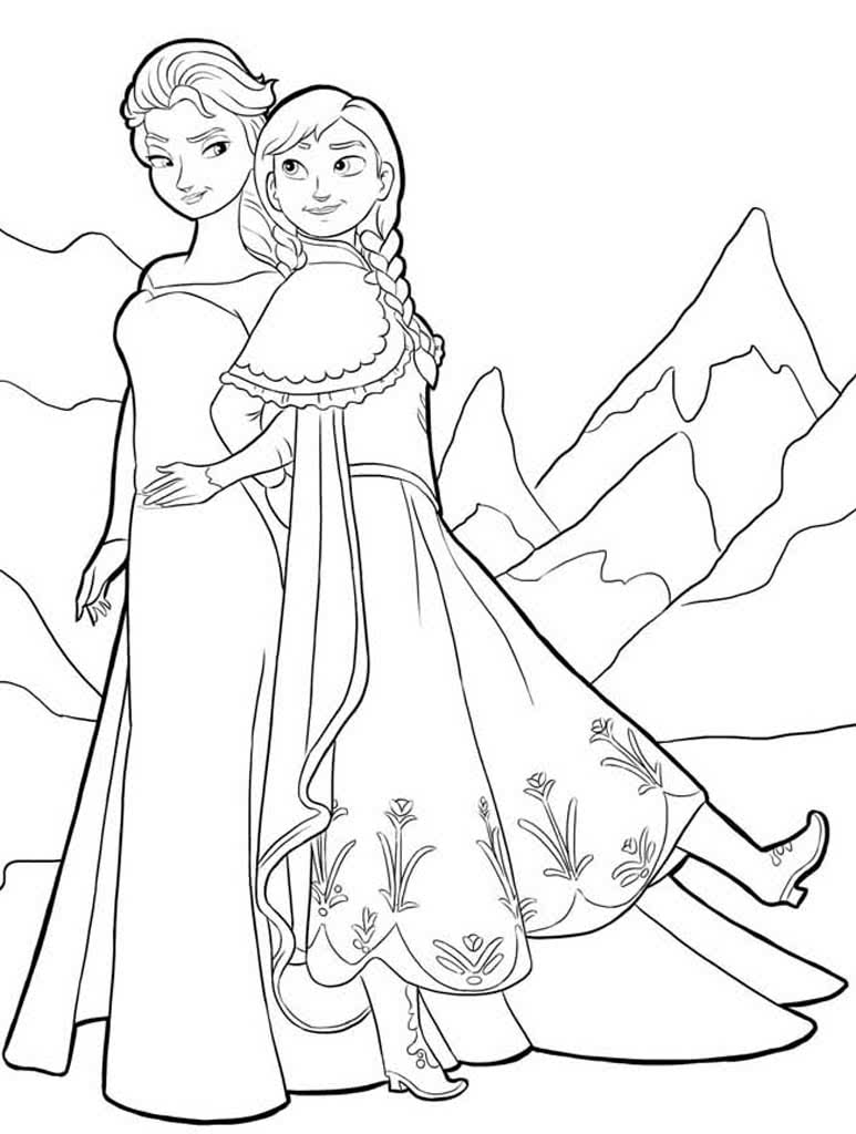 Анна и Эльза на фоне снежных скал
