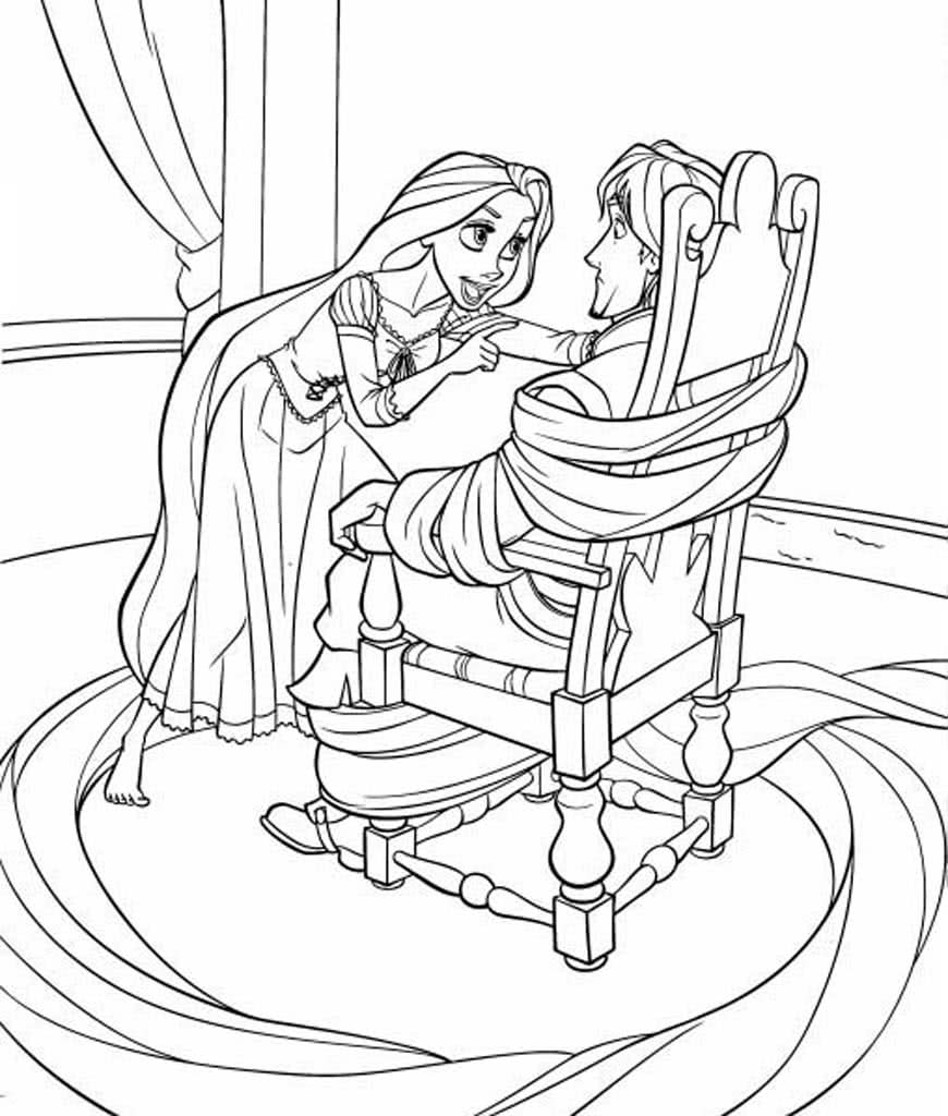 Рапунцель привязала принца волосами к стулу