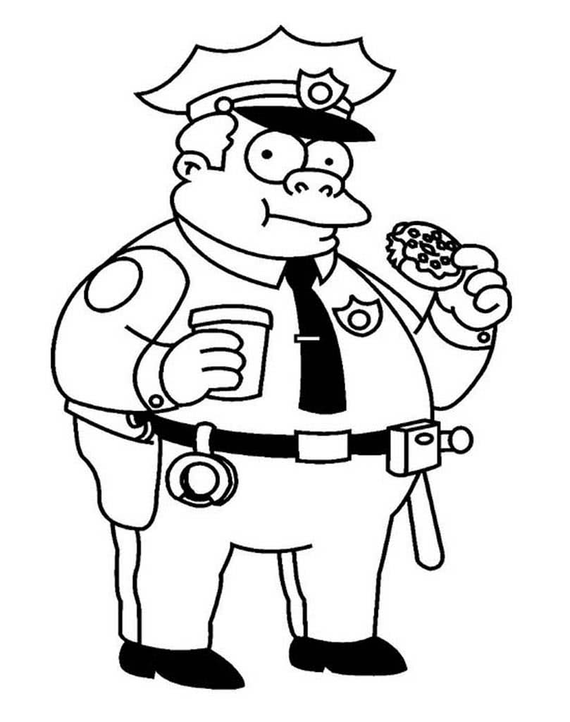 Полицейский из Симпсонов ест печенье