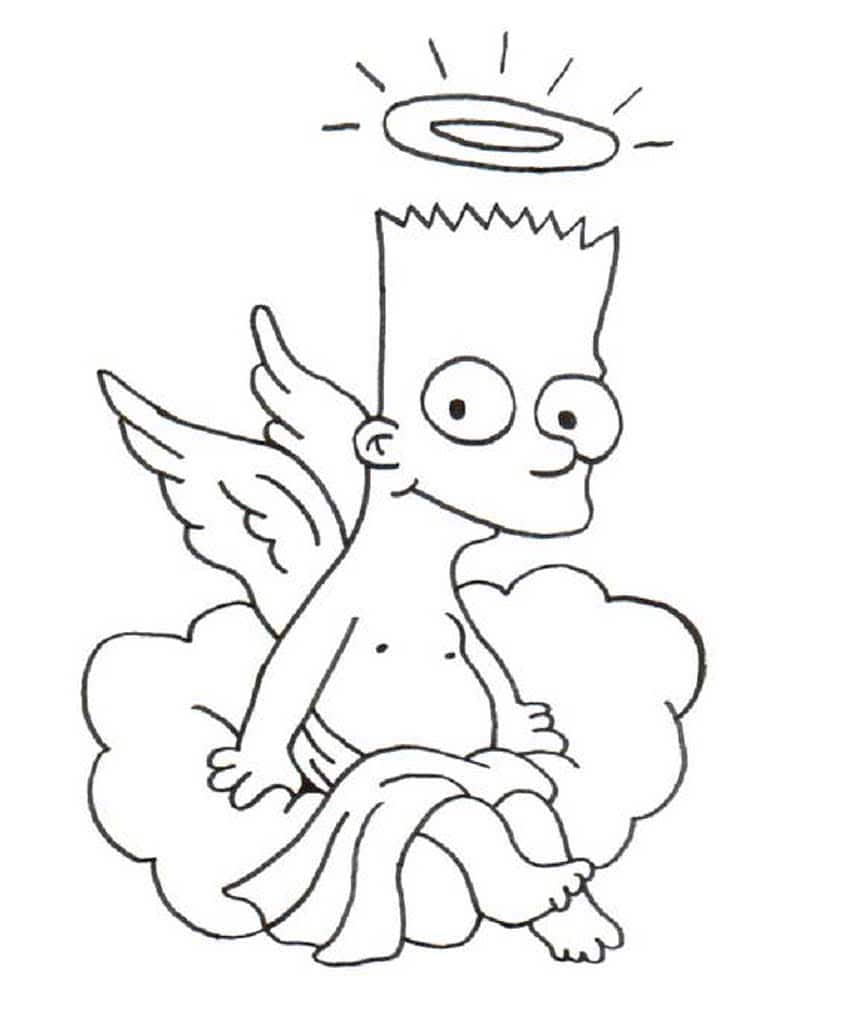 Барт Симпсон ангелочек сидит на облаке