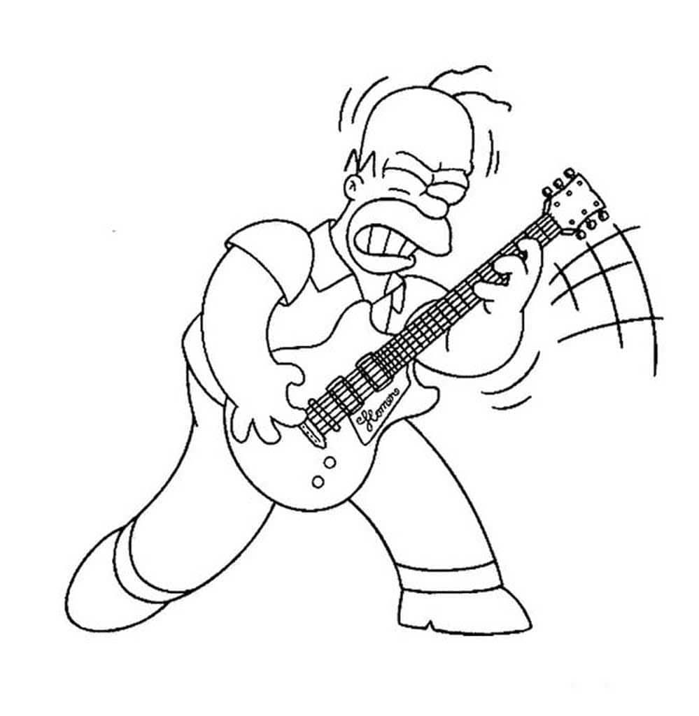 Гомер играет на электрогитаре