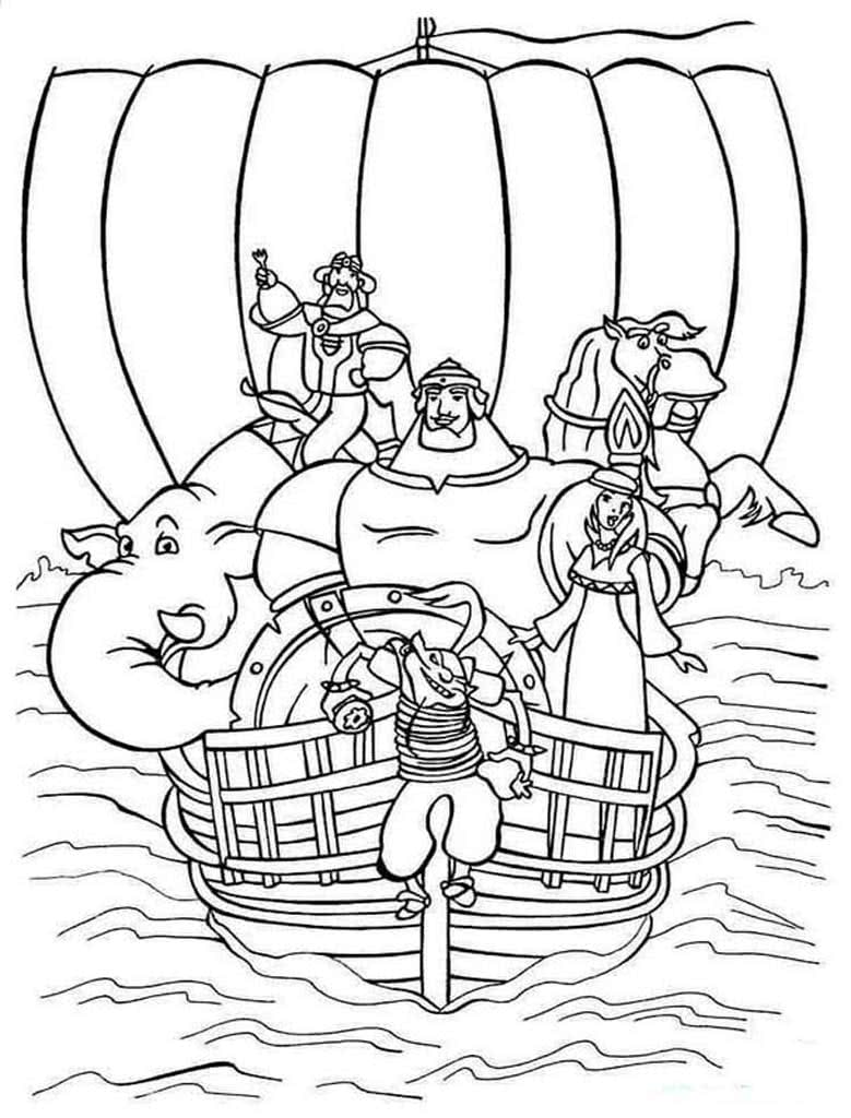 Три богатыря Добрыня Никитич плывет на корабле со своими друзьями