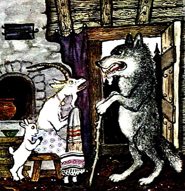 Сказка Волк и семеро козлят с картинками | Козлята, Сказки, Иллюстрации с животными
