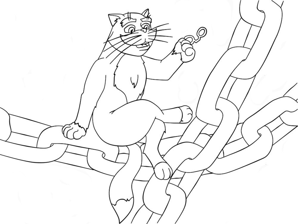 Кот ученый сидит на цепи