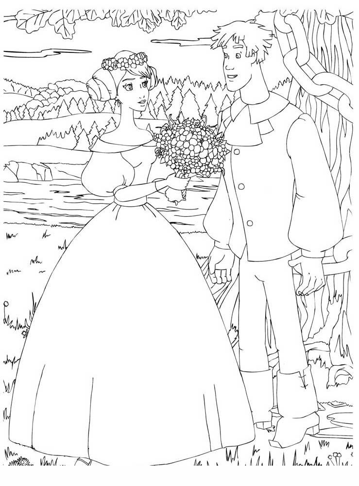 Иван Царевич и Василиса с букетом цветов