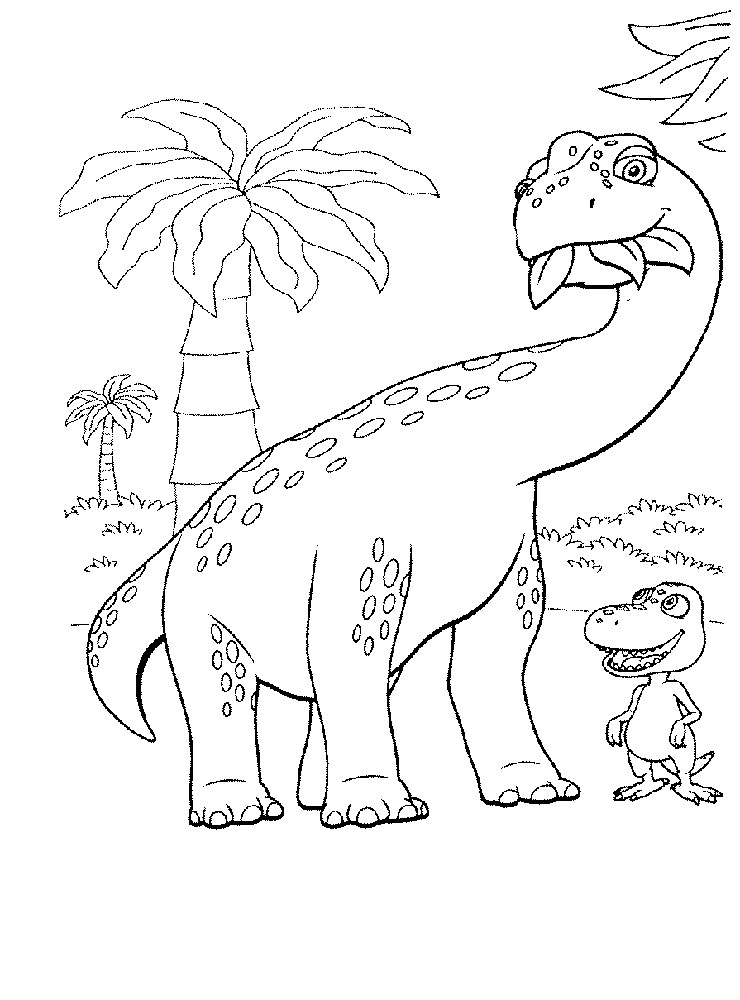 Травоядный динозавр и Бадди среди пальм