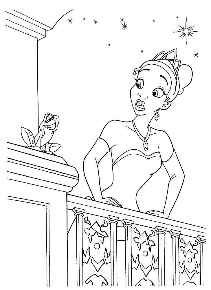 Удивленная принцесса Тиана на балконе