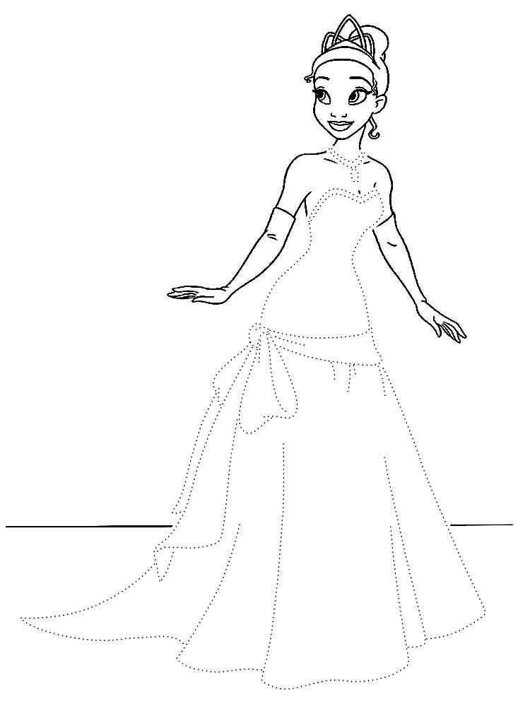 Принцесса Тиана в бальном платье по точкам