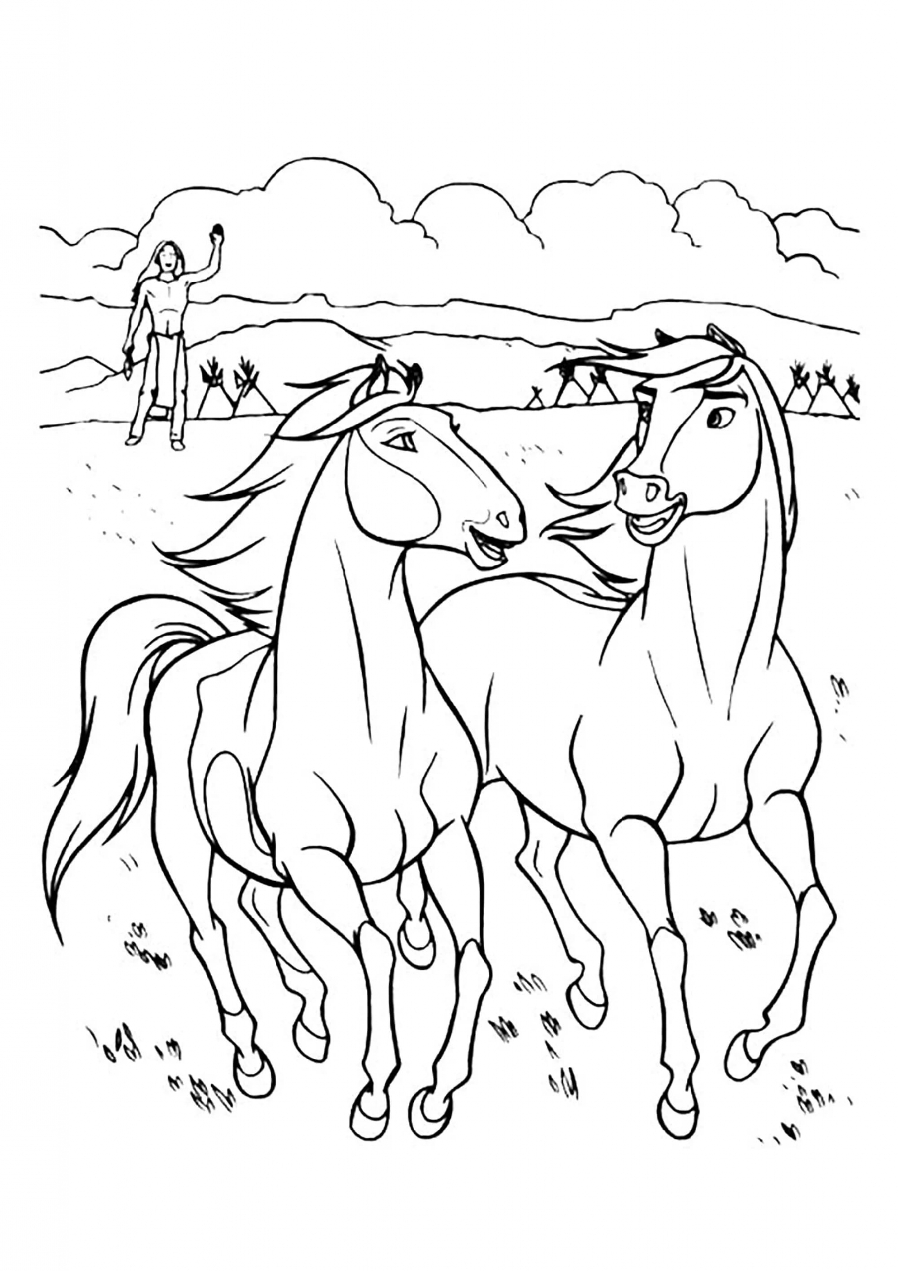 Лошади Спирит на поле