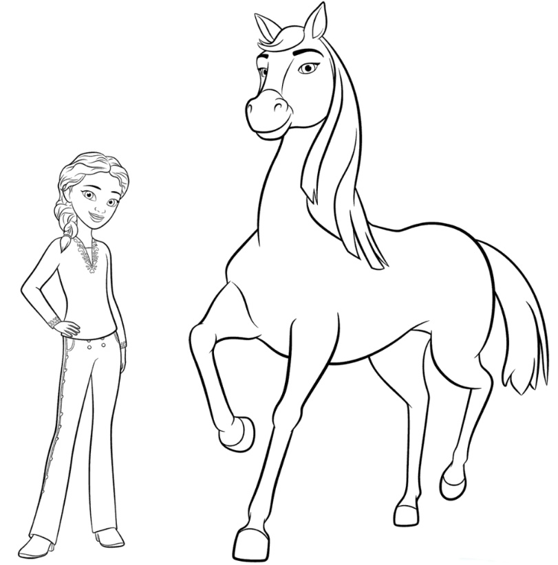 Девочка стоит рядом с коном Спирит