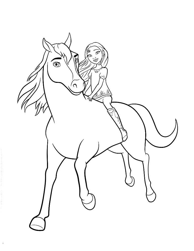 Девочка скачет на коне Спирит
