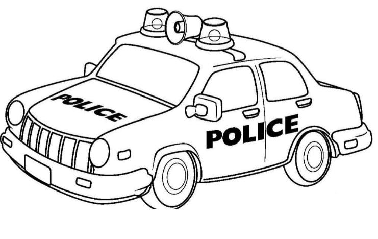 Полицейская машина с мигалками и громкоговорителями