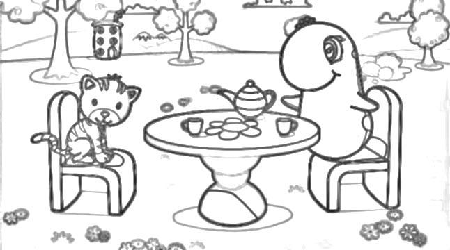 Бадик за столом с котом пьют чай