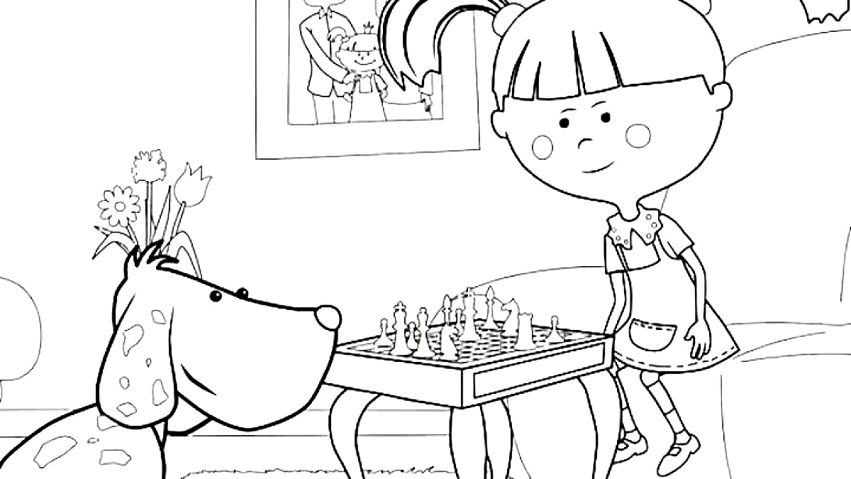 Царевна играет в шахматы с собачкой
